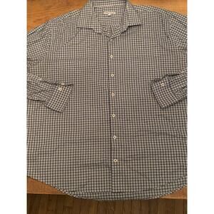 Peter Millar Men 2XL Blue Red Plaid Long Sleeve Button Down Dress Shirt